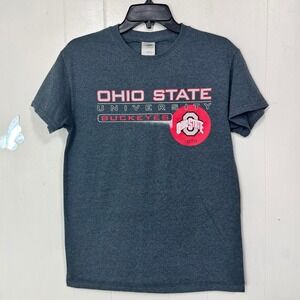 Ohio State University Buckeyes Gildan Gray T-Shirt Size Small Football Crew Neck